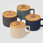 Branded 355 ml Ceramic Mug with Bamboo Lid