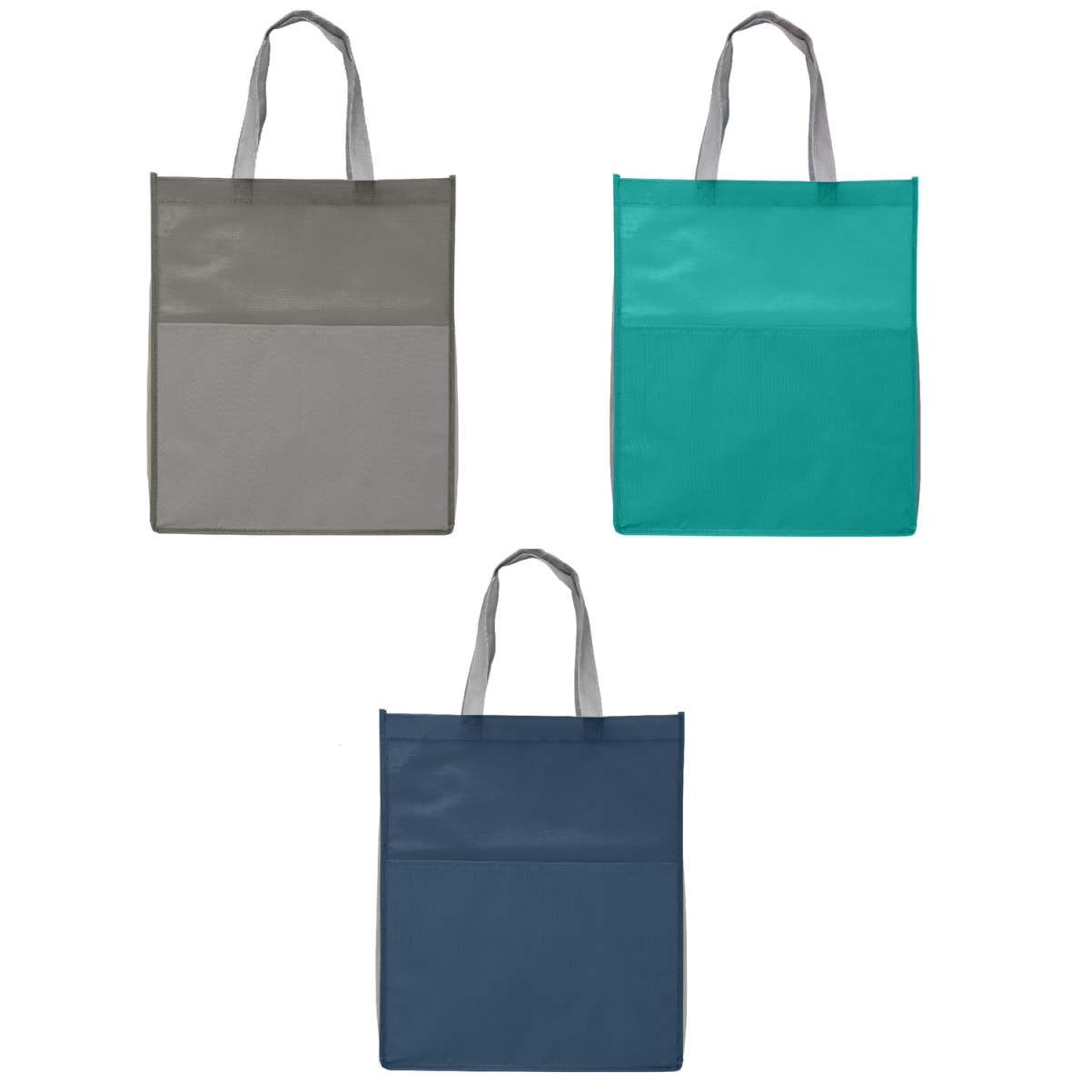 Branded Non-Woven rPET Shopper Tote with Front Pocket