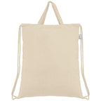 Branded Recycled Cotton Drawstring Bag with Top Handles in Natural