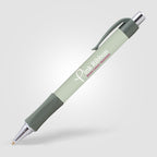Branded Wide Body Retractable Pen with Chrome Accents in Cool Gray