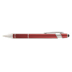 Branded Matte Metal Stylus Pen with Textured Grip in Burgundy