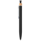 Branded Recycled Aluminium Soft Touch Click Pen with Bamboo Ring in Black
