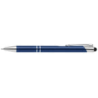 Branded Anodised Aluminium Pen with Top Stylus in Blue