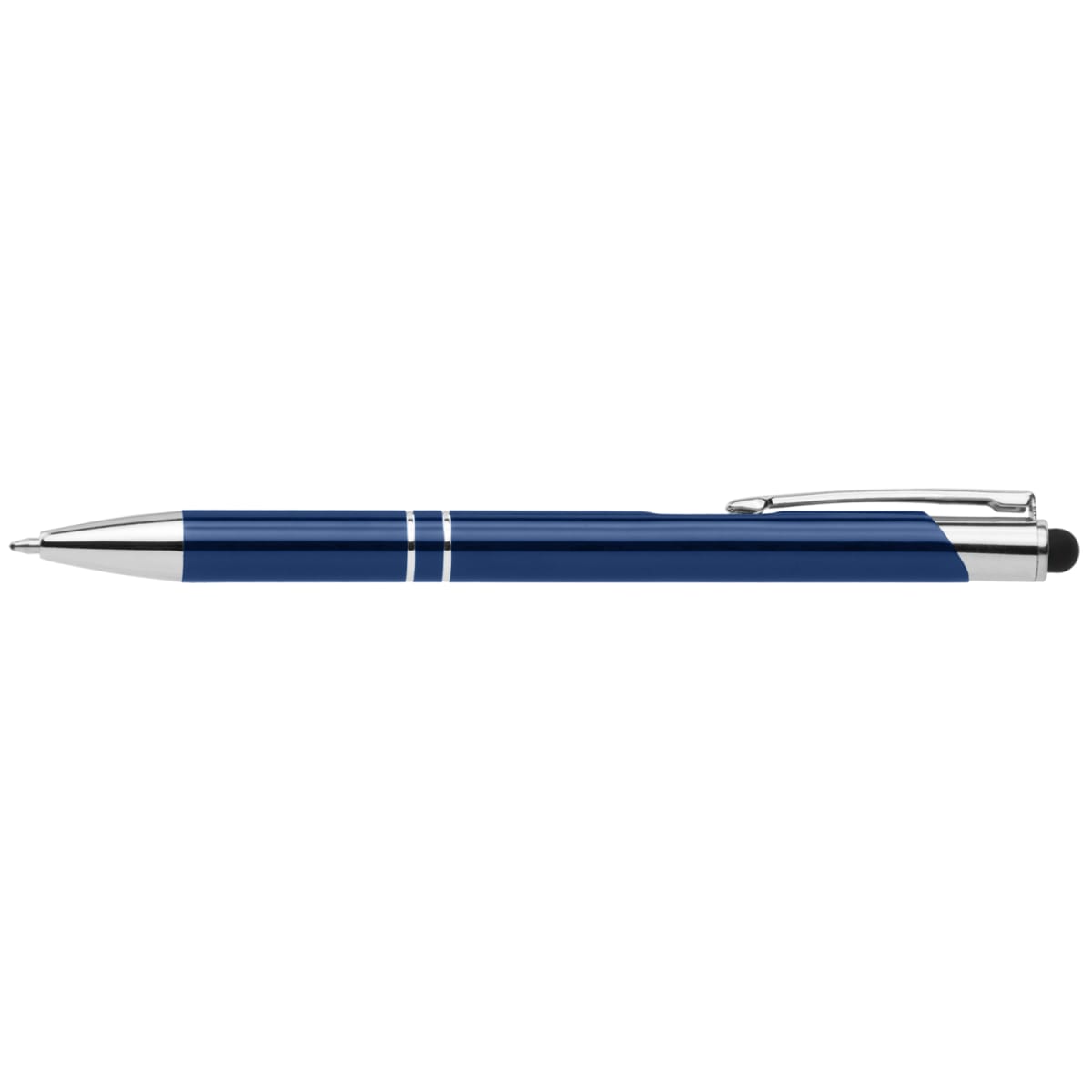 Branded Anodised Aluminium Pen with Top Stylus in Blue