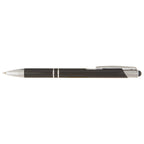 Branded Anodised Aluminium Pen with Top Stylus in Black