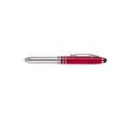 Branded Anodised Metal Pen with LED Light and Stylus in Red