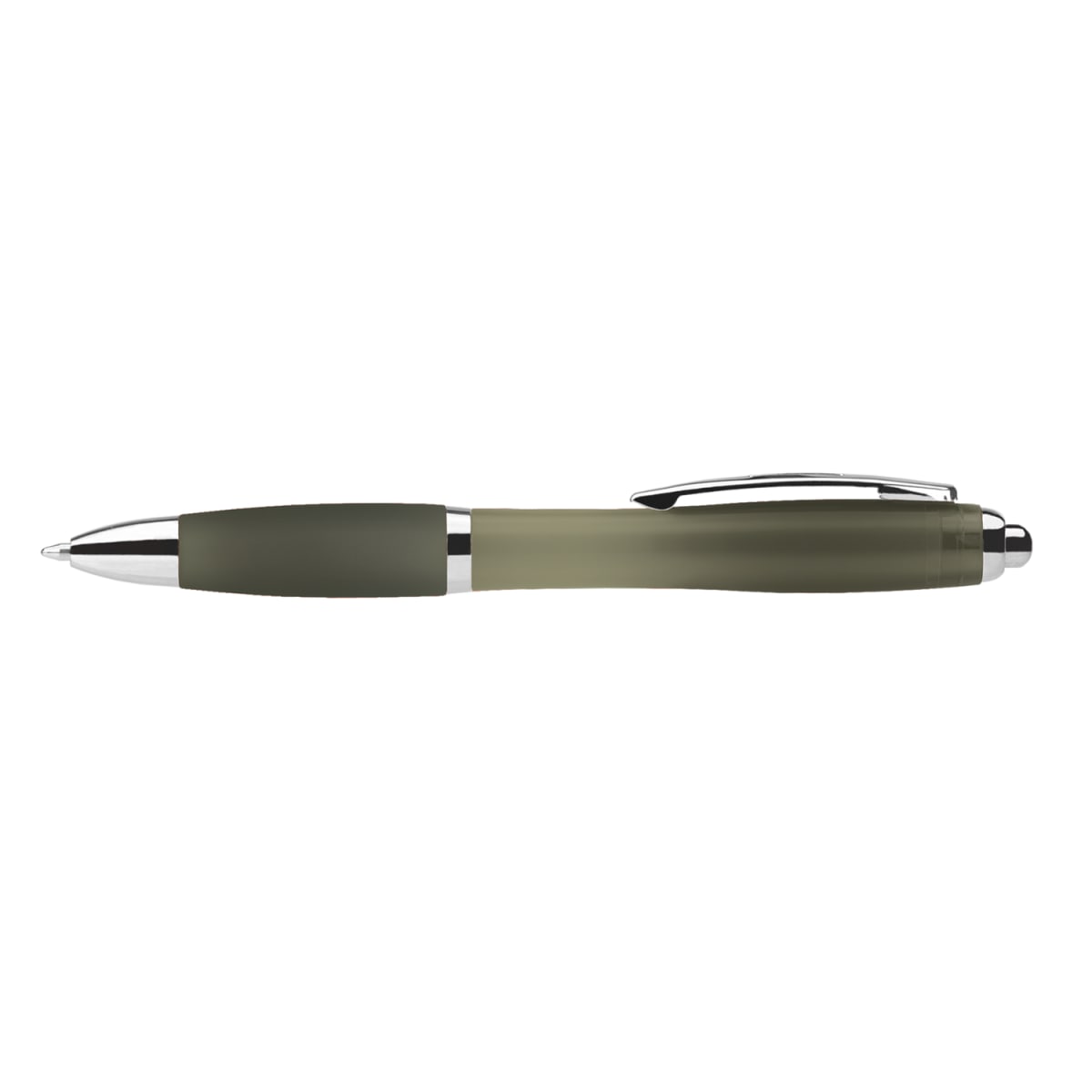 Branded Jewel Tone Ballpoint Pen with Coloured Grip in Smoke
