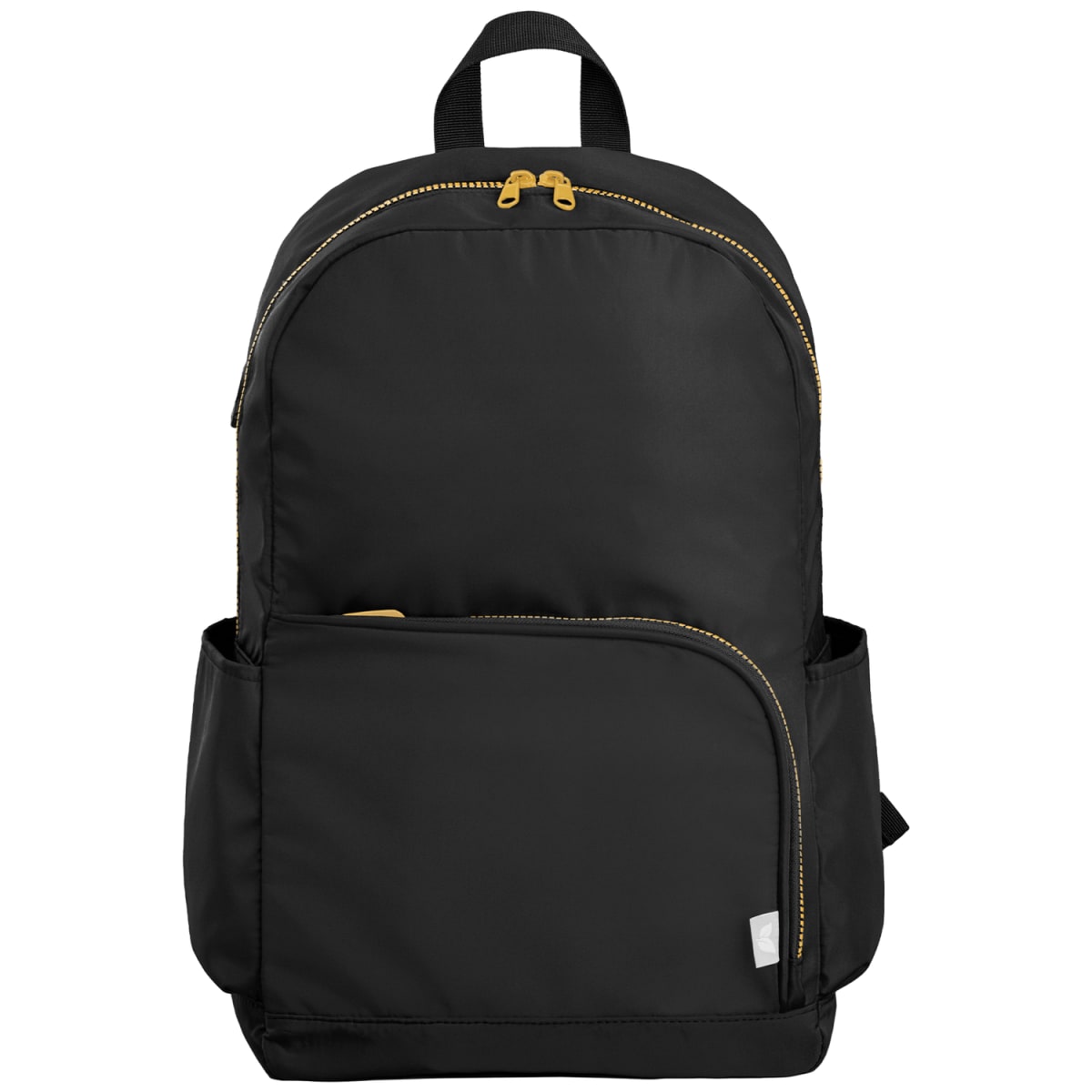 Branded rPET Laptop Backpack with Gold Zips - 20L in Black