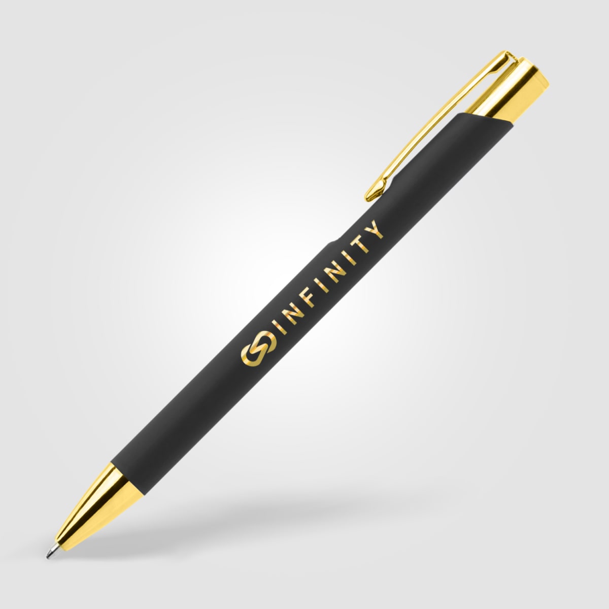 Branded Gold Trim Soft-Touch Aluminium Pen