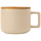 Branded 355 ml Ceramic Mug with Bamboo Lid in Cream