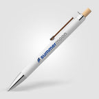 Branded Recycled Aluminium Soft Touch Pen with Bamboo Accents