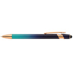 Branded Ombre Metal Pen with Stylus and Rose Gold Trim in Navy Blue