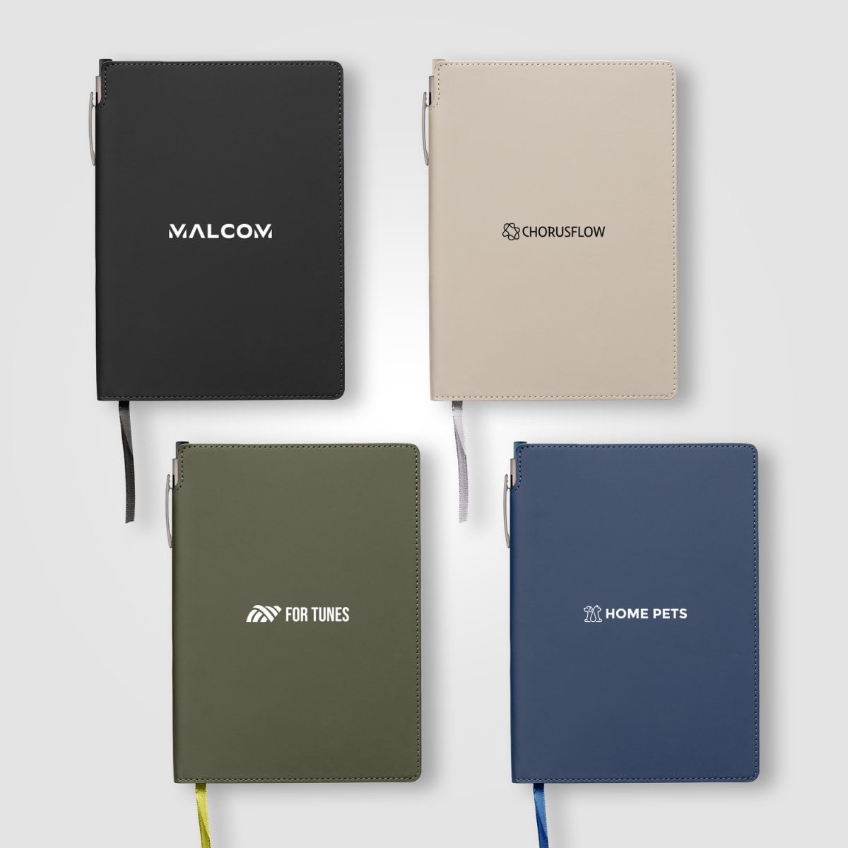 Branded A5 Recycled PU Notebook and Pen Set with Pen Loop