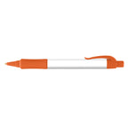 Branded Wide Body Retractable Pen with Rubber Grip in Orange