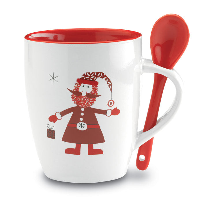 Branded Santa mug with spoon
