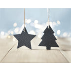 Branded slate Christmas star hanger, on the tree