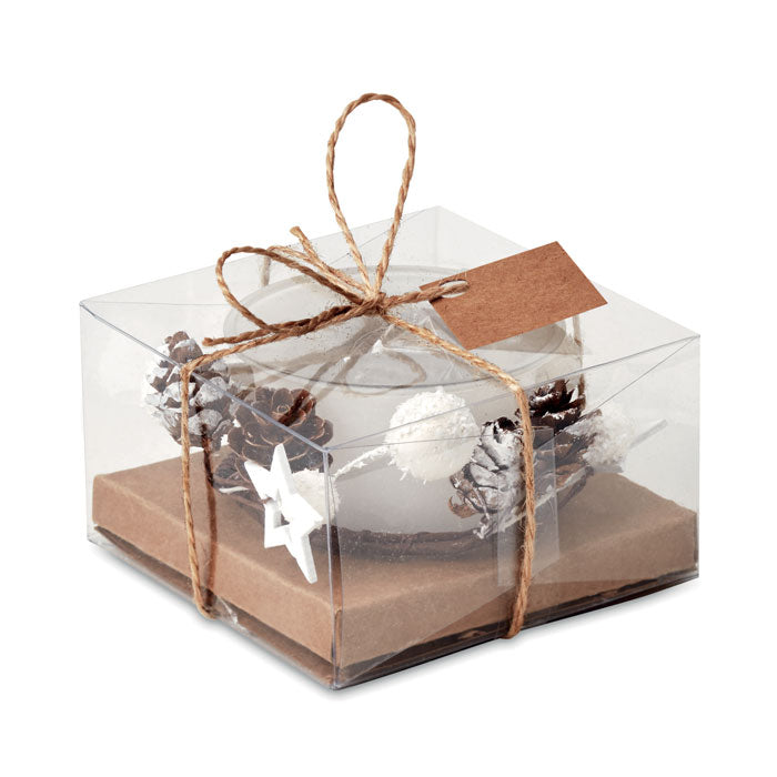 Branded Christmas candle holder, ornament wreath