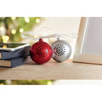 Branded Christmas bauble speaker, in use