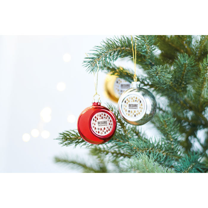Branded Christmas bauble for sublimation, printed example