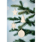 Branded wooden snowflake hanger, on the tree