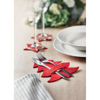 Branded Christmas tree cutlery holder set, on the table