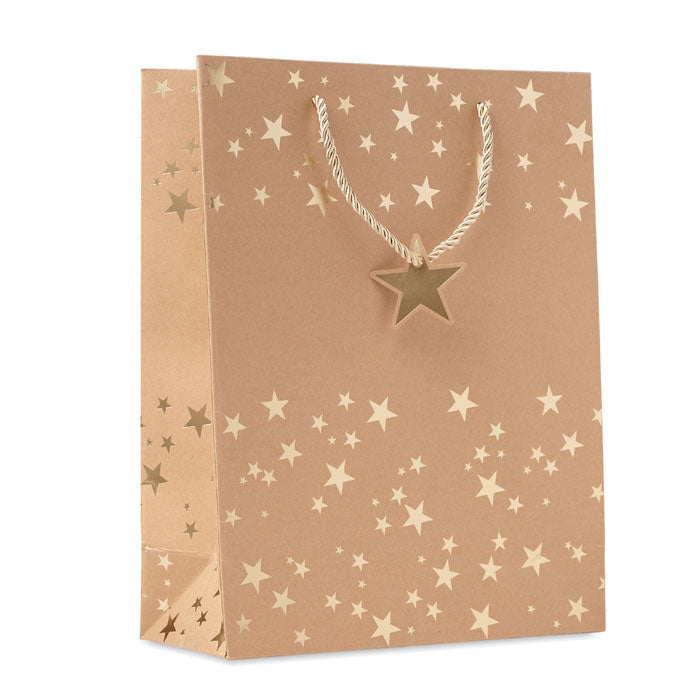 Branded kraft gift bag, seasonal pattern