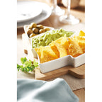 Branded Christmas tree serving tray, in use
