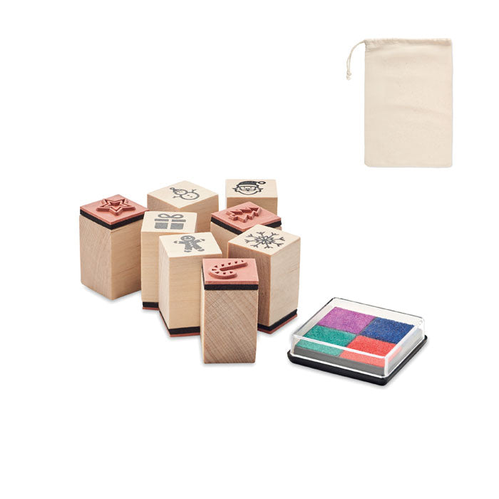 Branded wooden Christmas stamps set