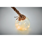 Branded glass bauble LED light string, detail