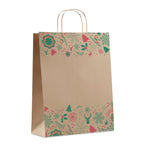 Branded Christmas gift paper bag, large, beige
