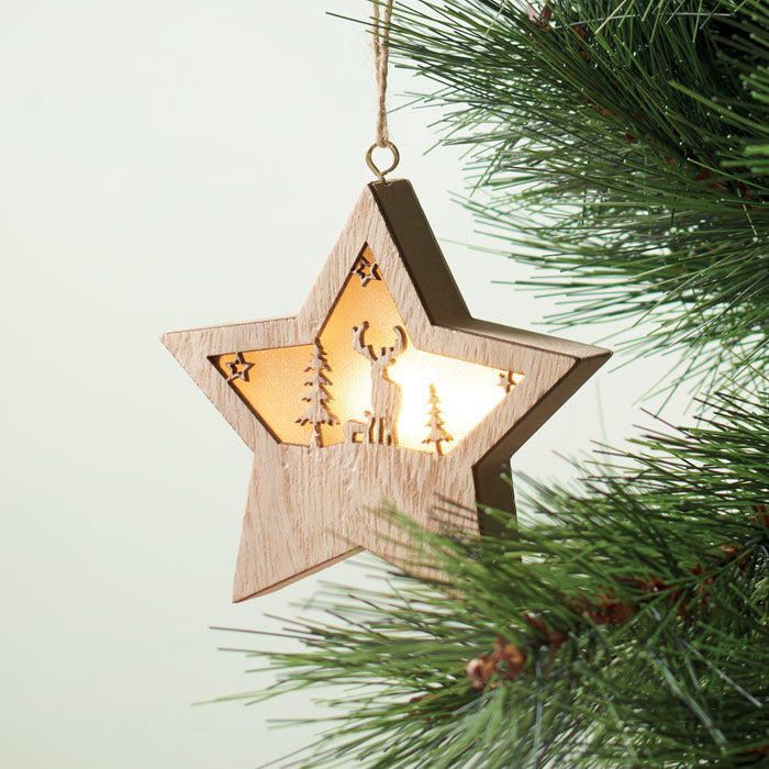 Branded MDF Christmas star light, detail