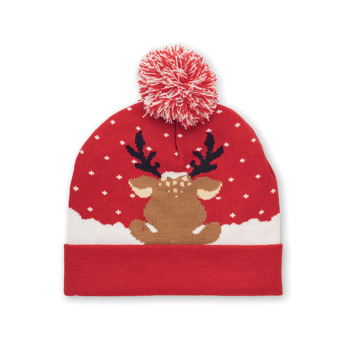 Branded Christmas knitted beanie, side