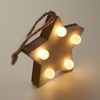 Branded wooden LED star hanger, detail