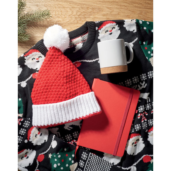 Branded Christmas bobble beanie, worn