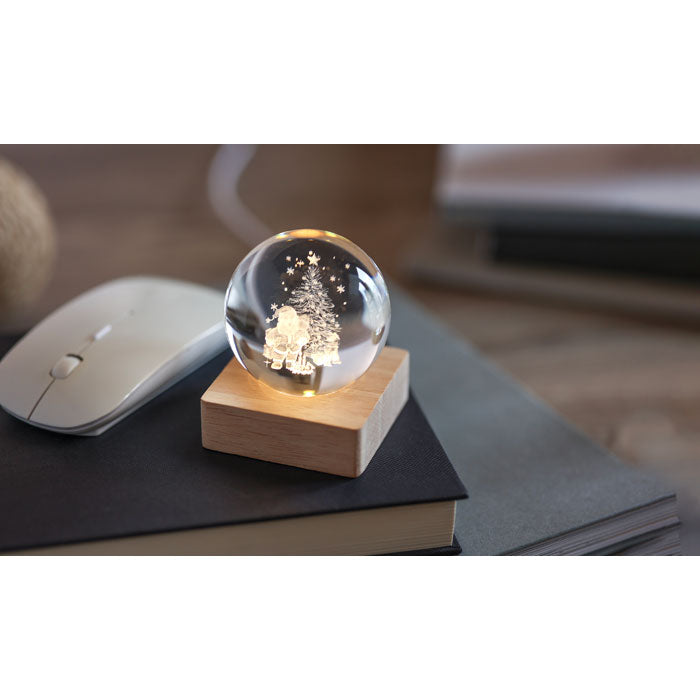 Branded Christmas LED glass ball, lit
