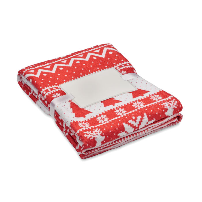 Branded RPET fleece blanket, winter pattern