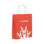 Branded Christmas gift paper bag, small, red, printed example