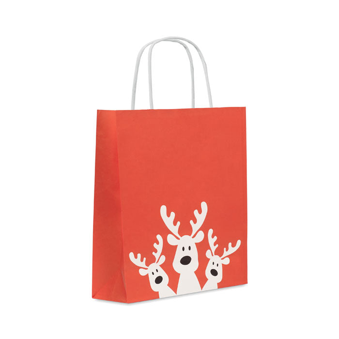 Branded Christmas gift paper bag, small, red