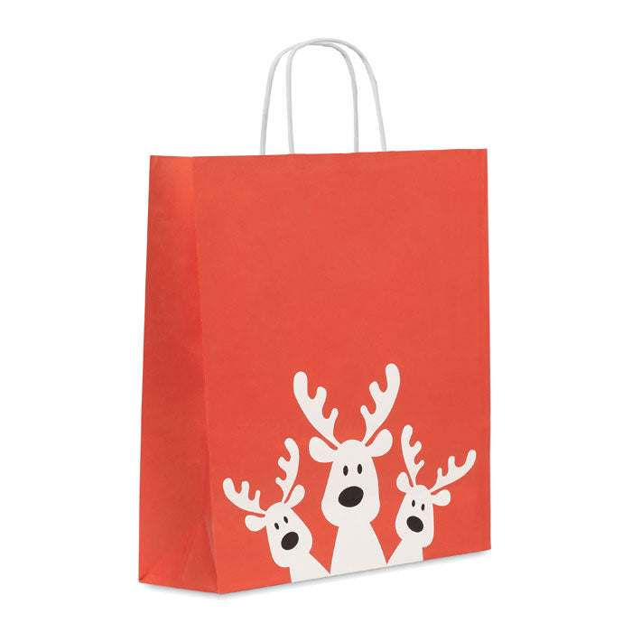 Branded Christmas gift paper bag, large, red