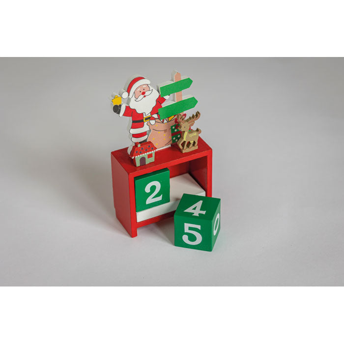 Branded Christmas countdown calendar, on desk