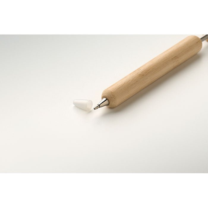 Branded bamboo star pen, side