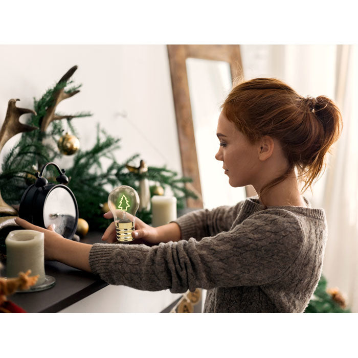 Branded LED decorative bulb, lit