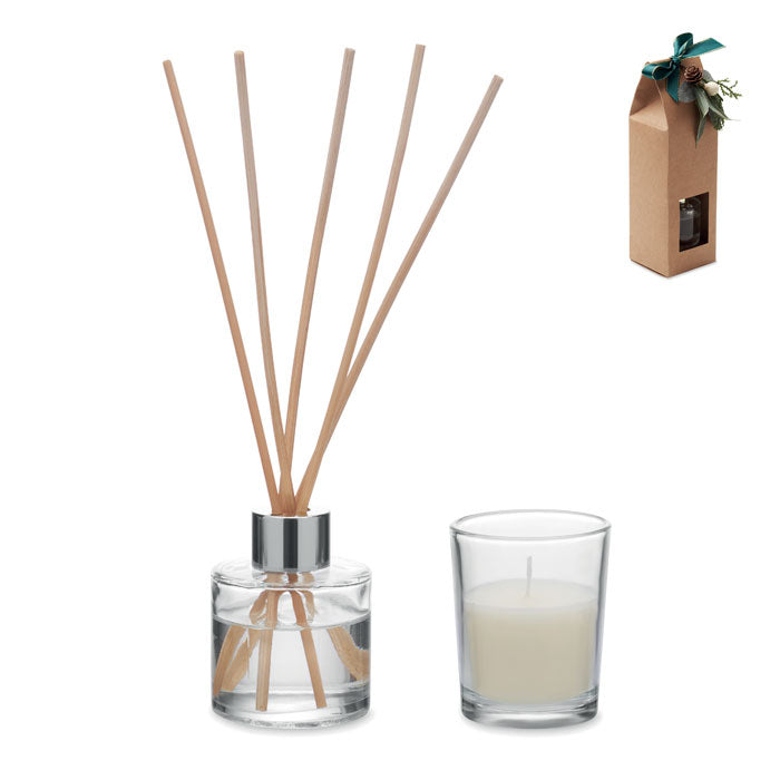 Branded vanilla diffuser and candle set