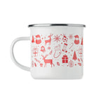Branded Christmas enamel mug, gift box open