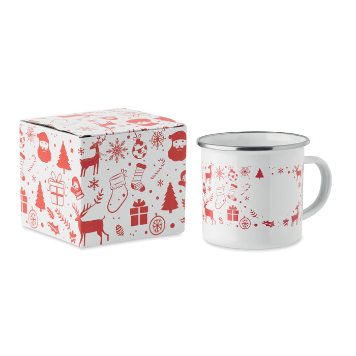 Branded Christmas enamel mug