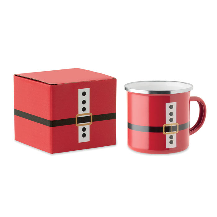 Branded Santa enamel mug