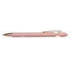 Branded Rose Gold Trim Metallic Pen with Stylus in Rose Gold