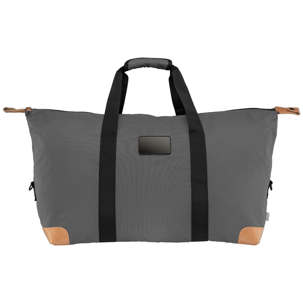Branded rPET Duffel Bag with Tan Accents and Shoulder Strap