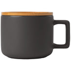 Branded 355 ml Ceramic Mug with Bamboo Lid in Black