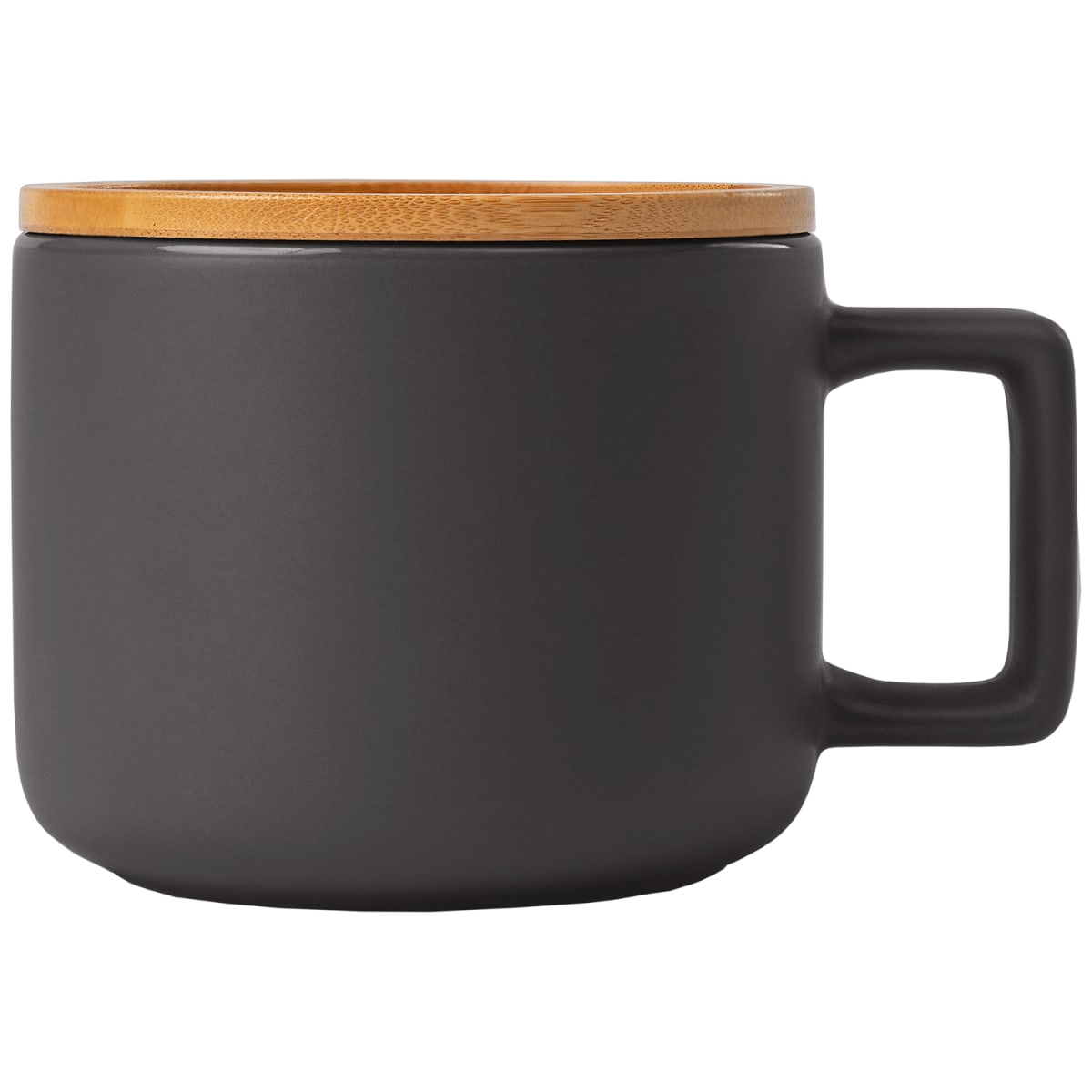 Branded 355 ml Ceramic Mug with Bamboo Lid in Black
